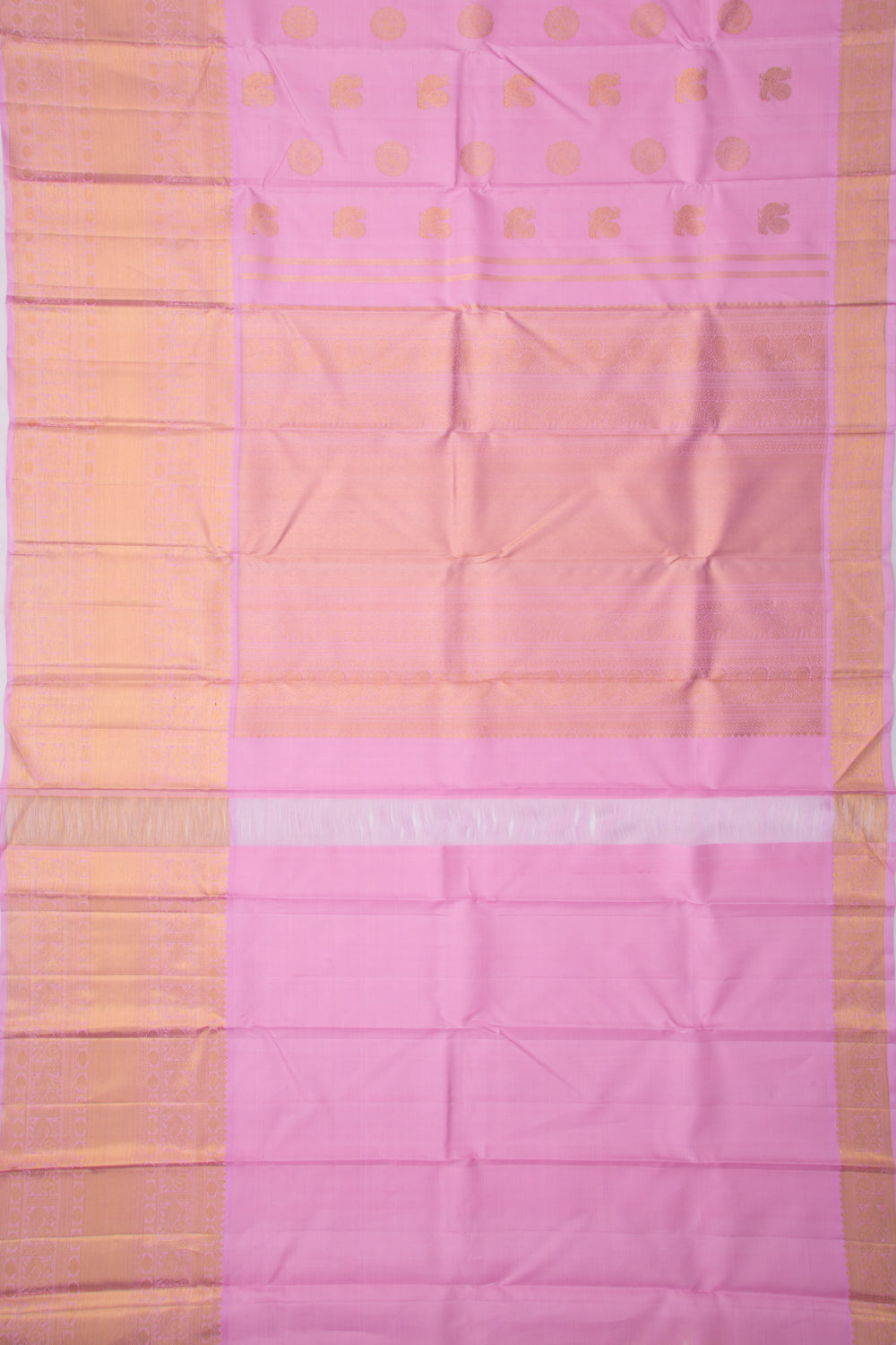 Kanchipuram Silk Oosi Lines And Butta Baby Pink Saree