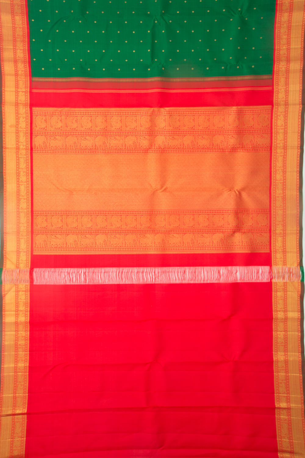 Kanchipuram Silk Butta Dark Green Saree