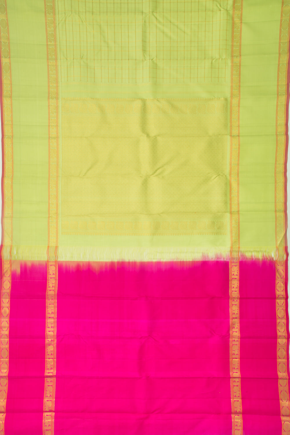Kanchipuram Silk Checks Pastel Green Saree