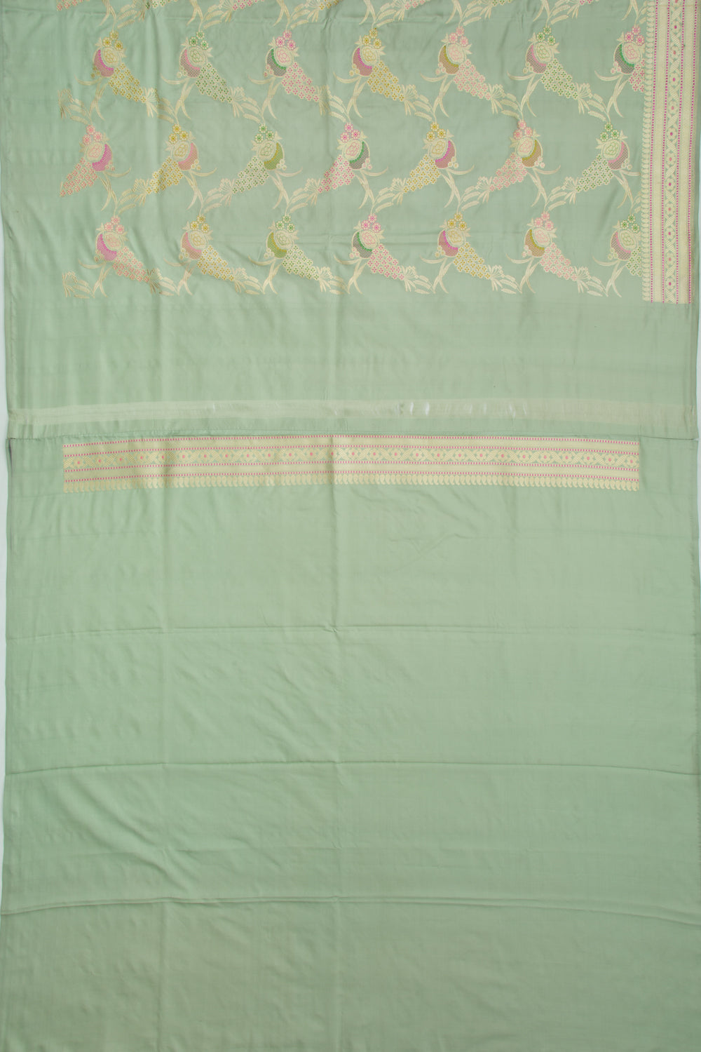 Banarasi Silk Kadwa Jaal Pista Green Saree