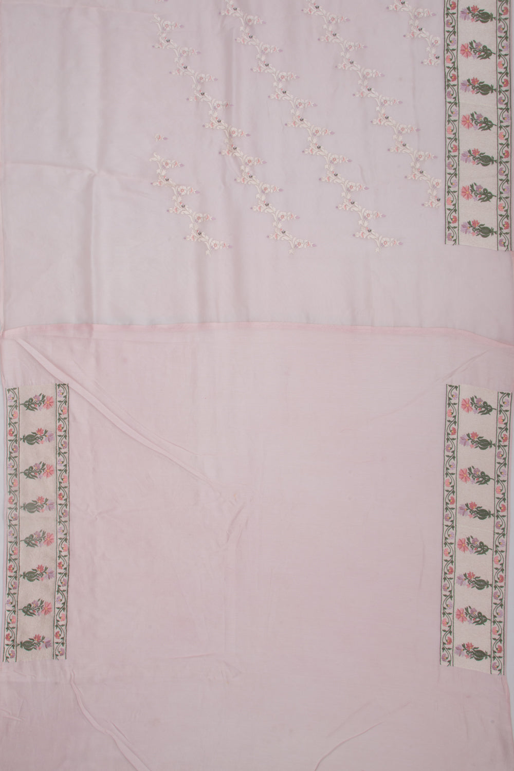 Organza Floral Embroidery Jaal Baby Pink Saree