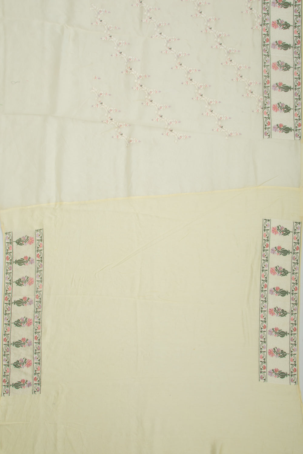 Organza Floral Embroidery Jaal Yellow Saree