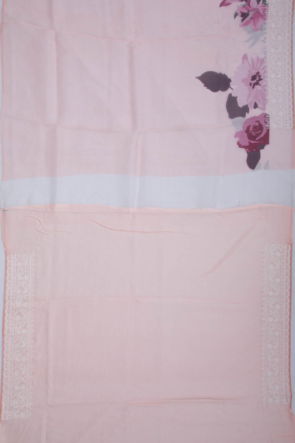Organza Floral Printed Pink Saree