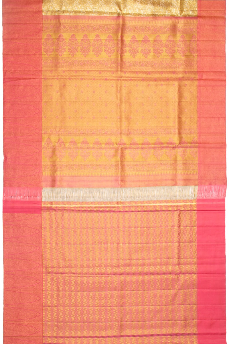 Kanchipuram Silk Tissue Jaal Gold Saree