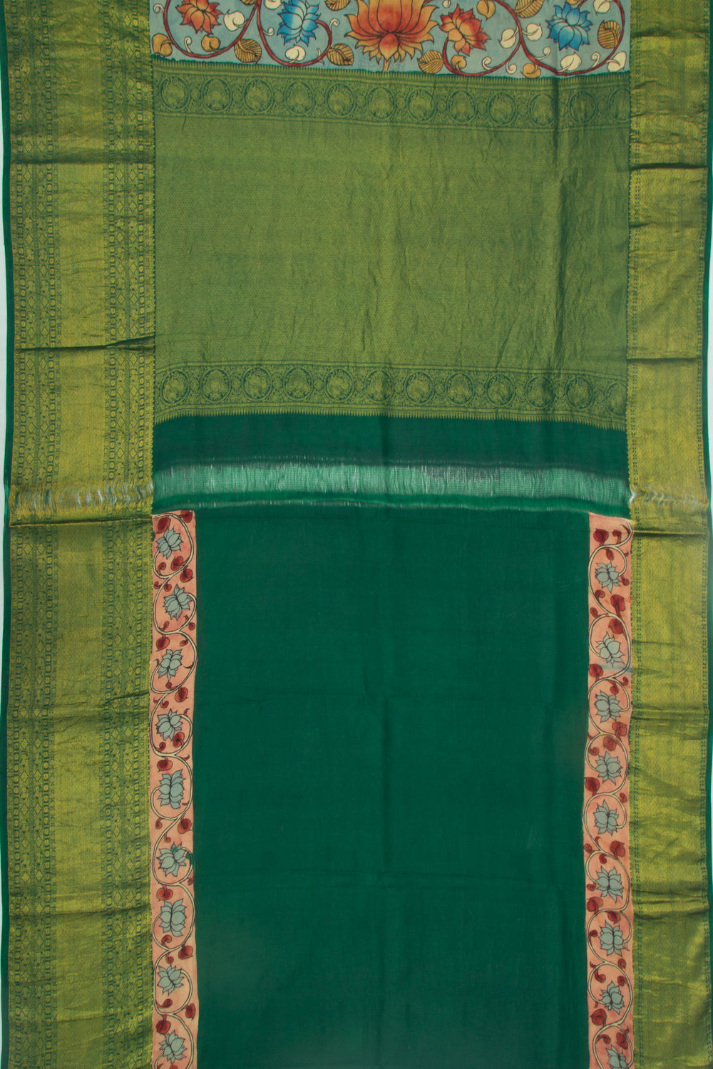 Kanchipuram Silk Kalamkari Blue Saree