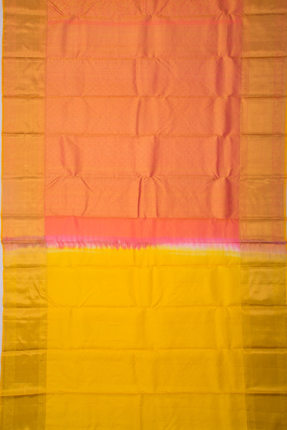 Taranga Kanchi Silk Jaal Pinkish Orange Saree