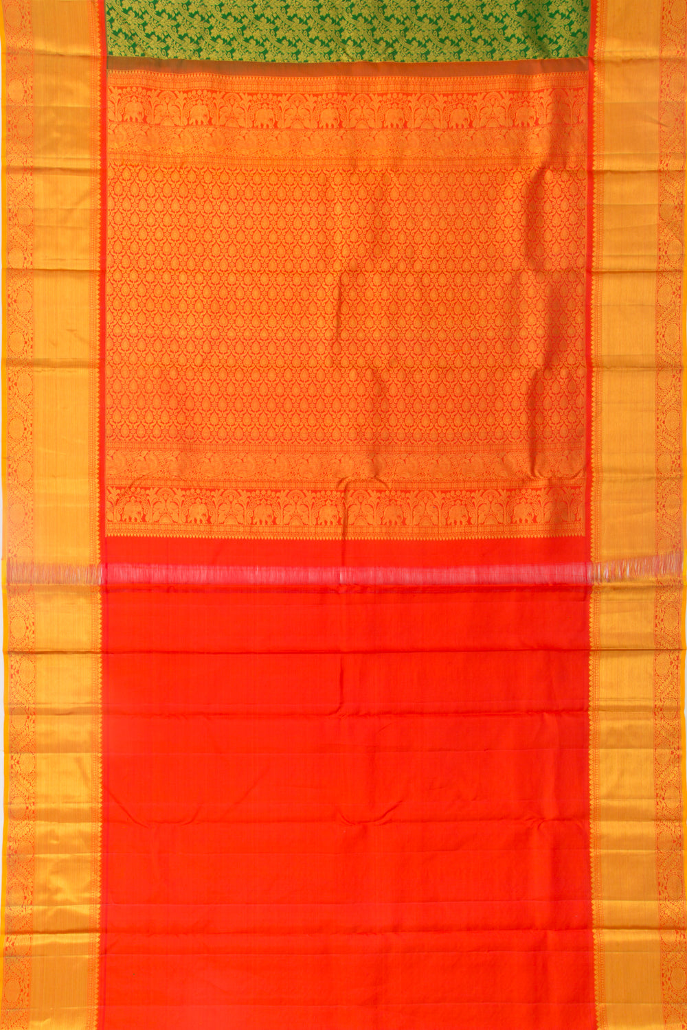 Taranga Kanchi Silk Jaal Green Saree