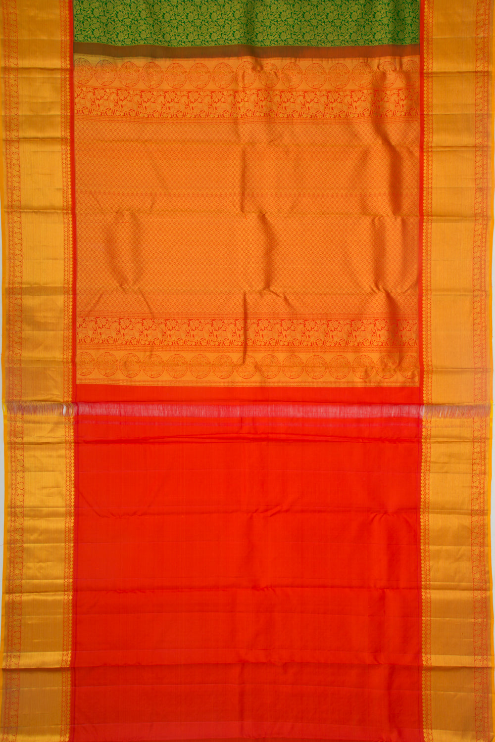 Taranga Kanchi Silk Jaal Green Saree