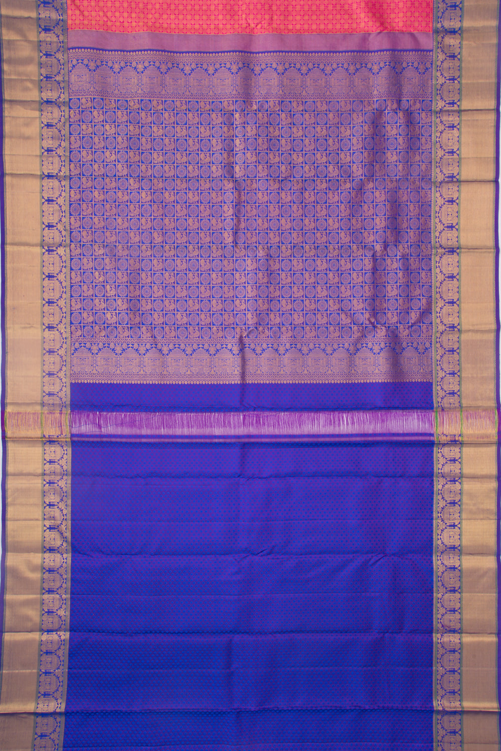 Taranga Kanchi Silk Checks And Butta Pink Saree