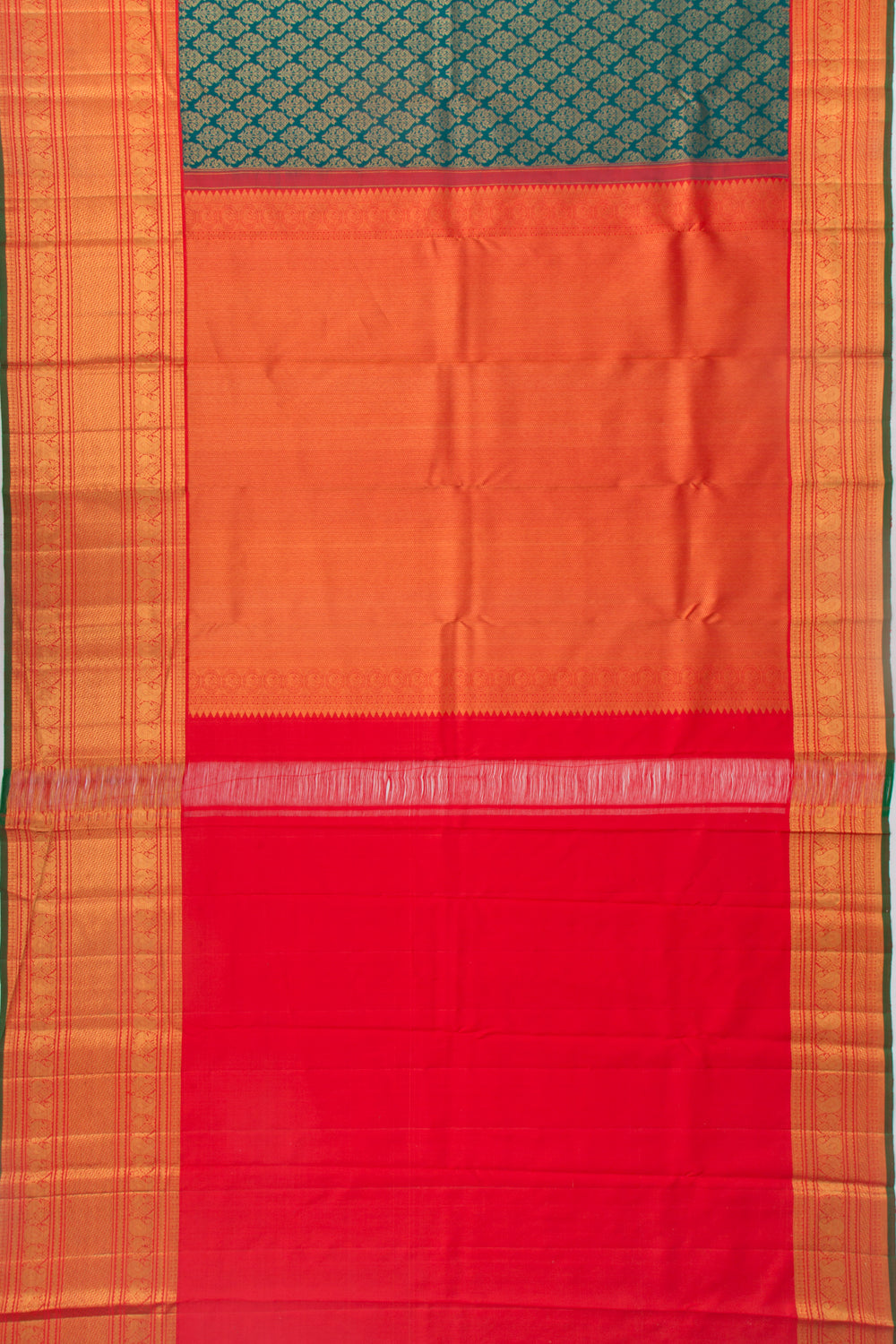 Kanchipuram Silk Brocade Teal Blue Saree