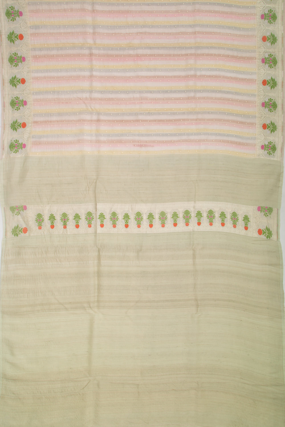 Banarasi Tussar Georgette Vertical Lines Multicolor Saree