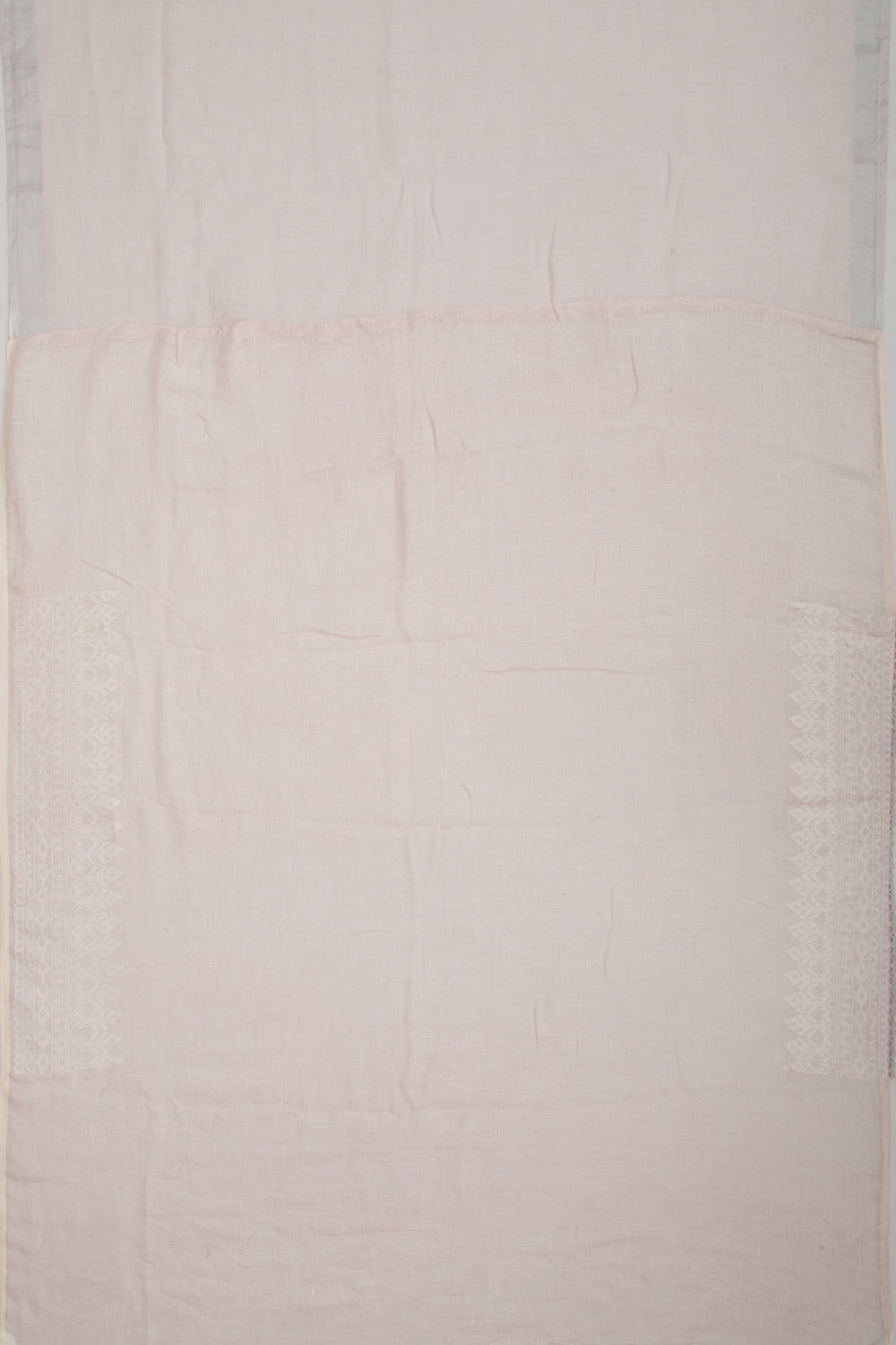Pure Linen Embroidery Butta Off-White Saree