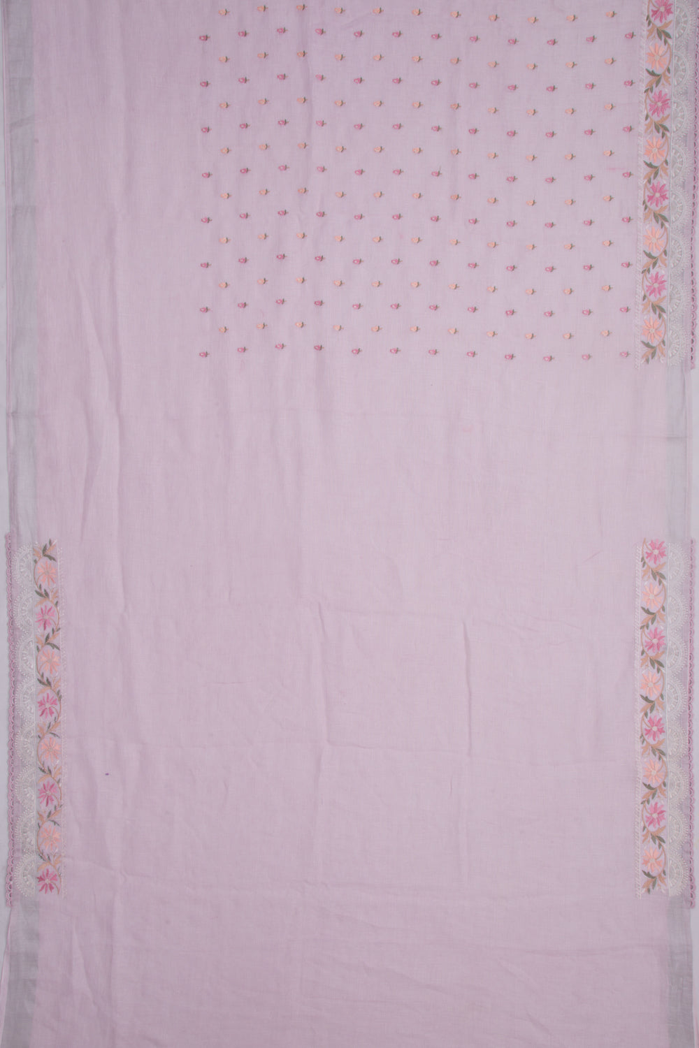 Pure Linen Embroidery Butta Pink Saree