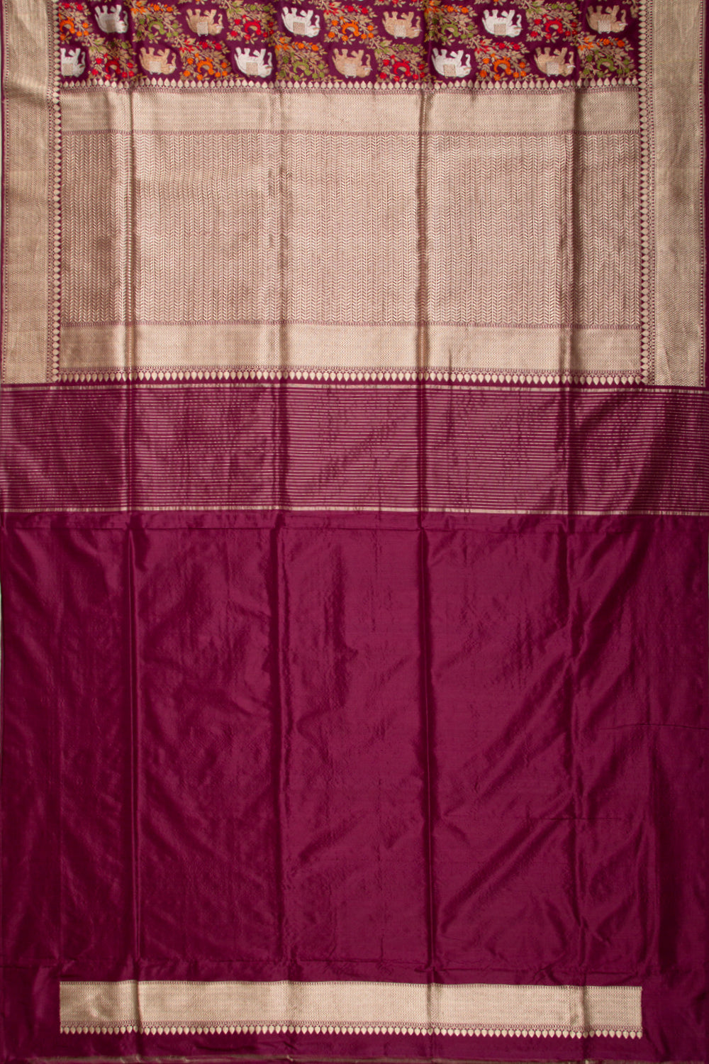 Banarasi Silk Kadwa Jaal Burgundy Saree