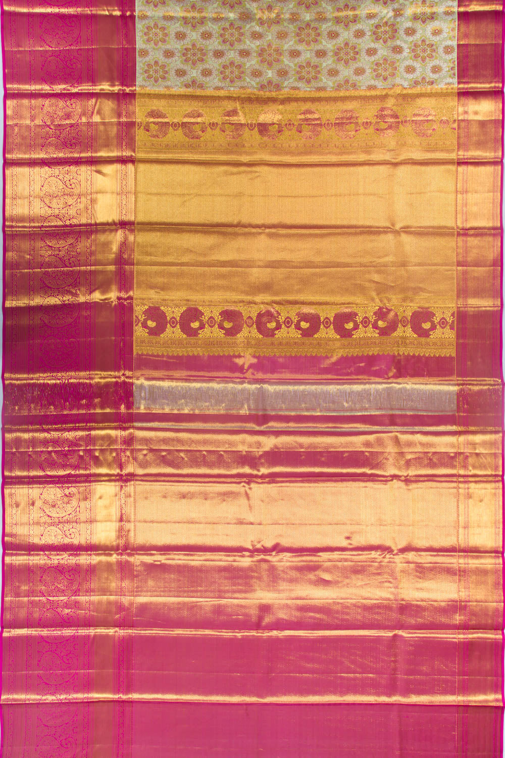 Taranga Kanchi Silk Tissue Brocade Green Saree