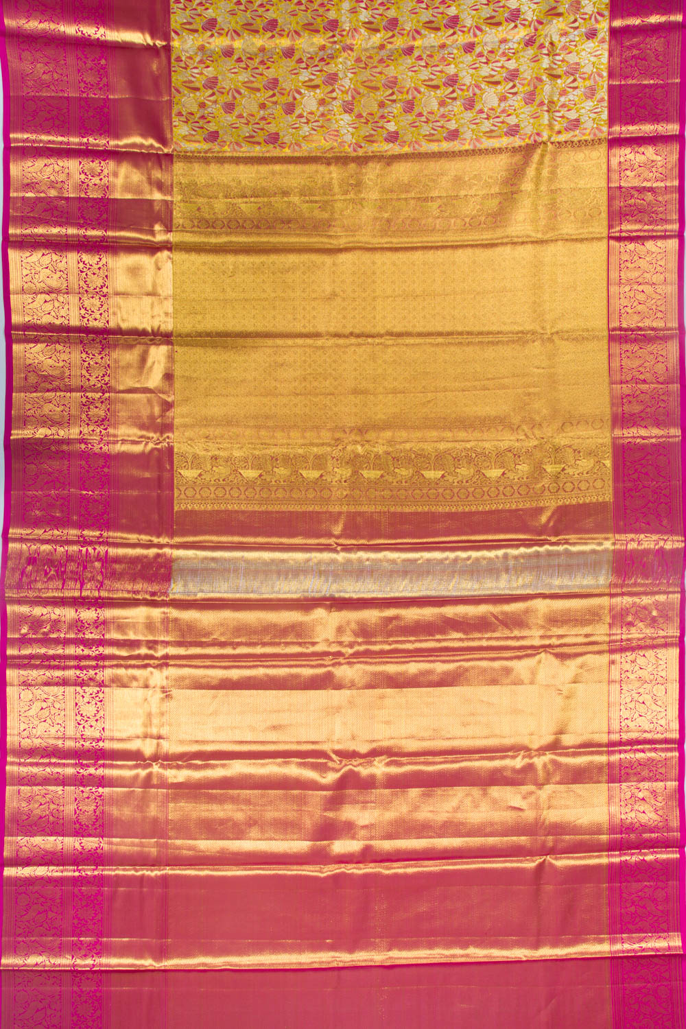 Taranga Kanchi Silk Tissue Brocade Yellow Saree