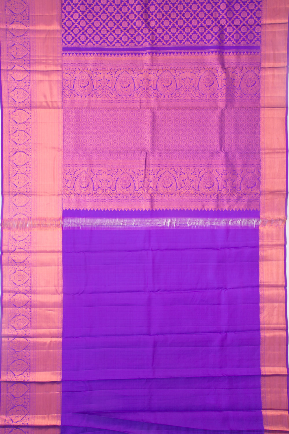 Taranga Kanchi Silk Jaal And Butta Violet Saree