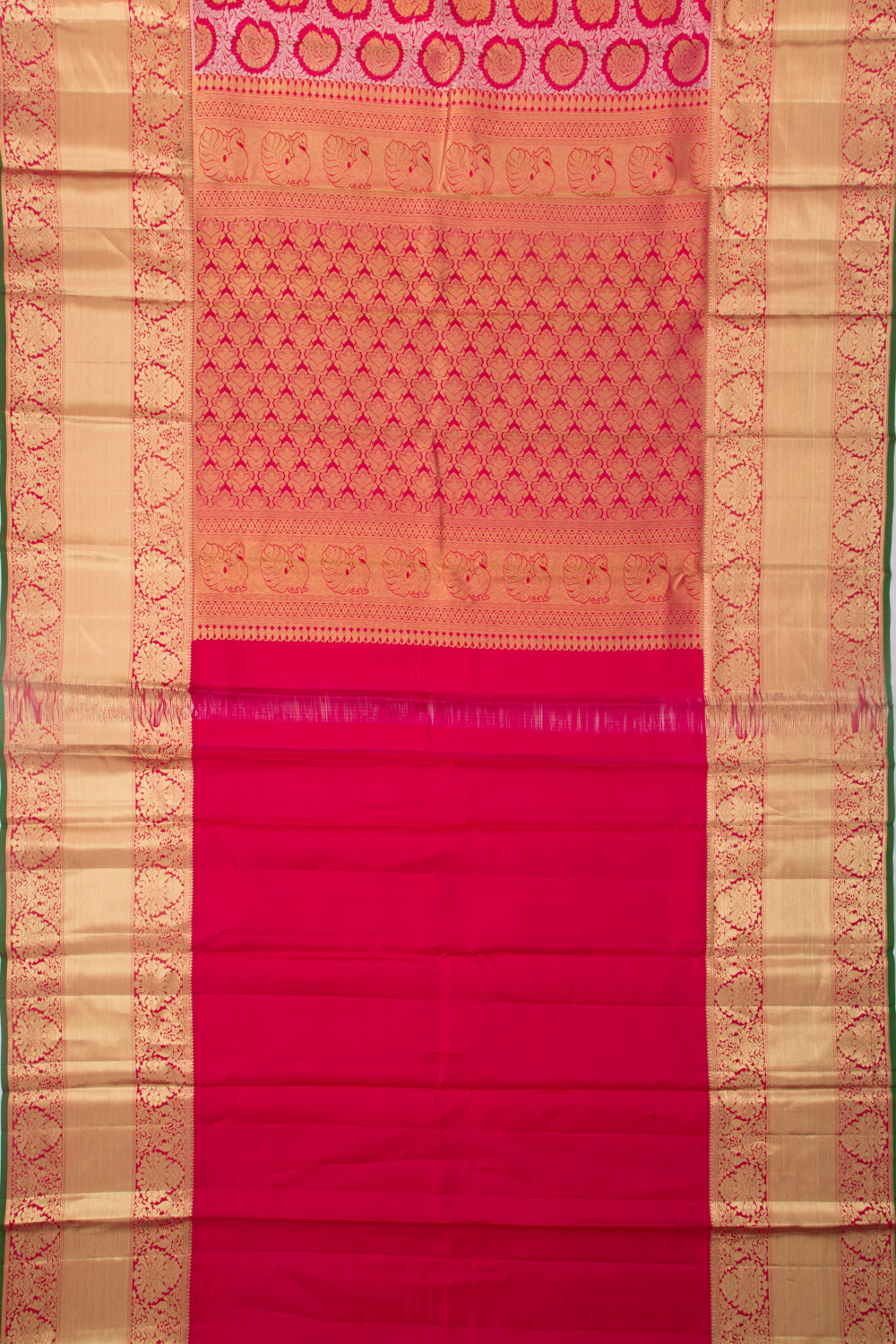 Taranga Kanchi Silk Jaal And Brocade Rose Red Saree