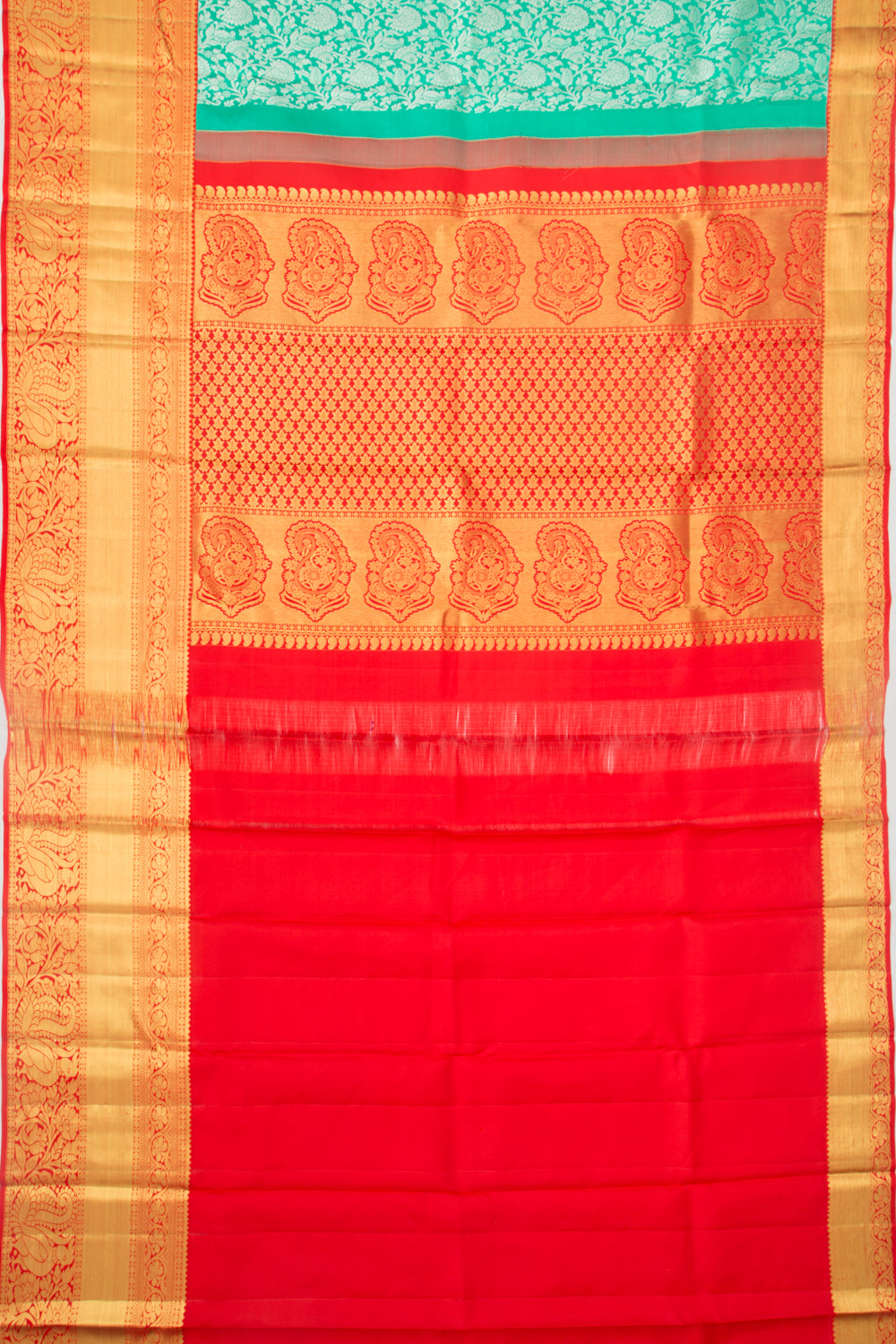 Taranga Kanchi Silk Jaal Sea Green Saree