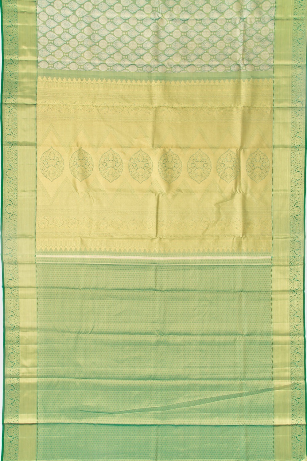 Taranga Kanchi Silk Tissue Brocade Green Saree