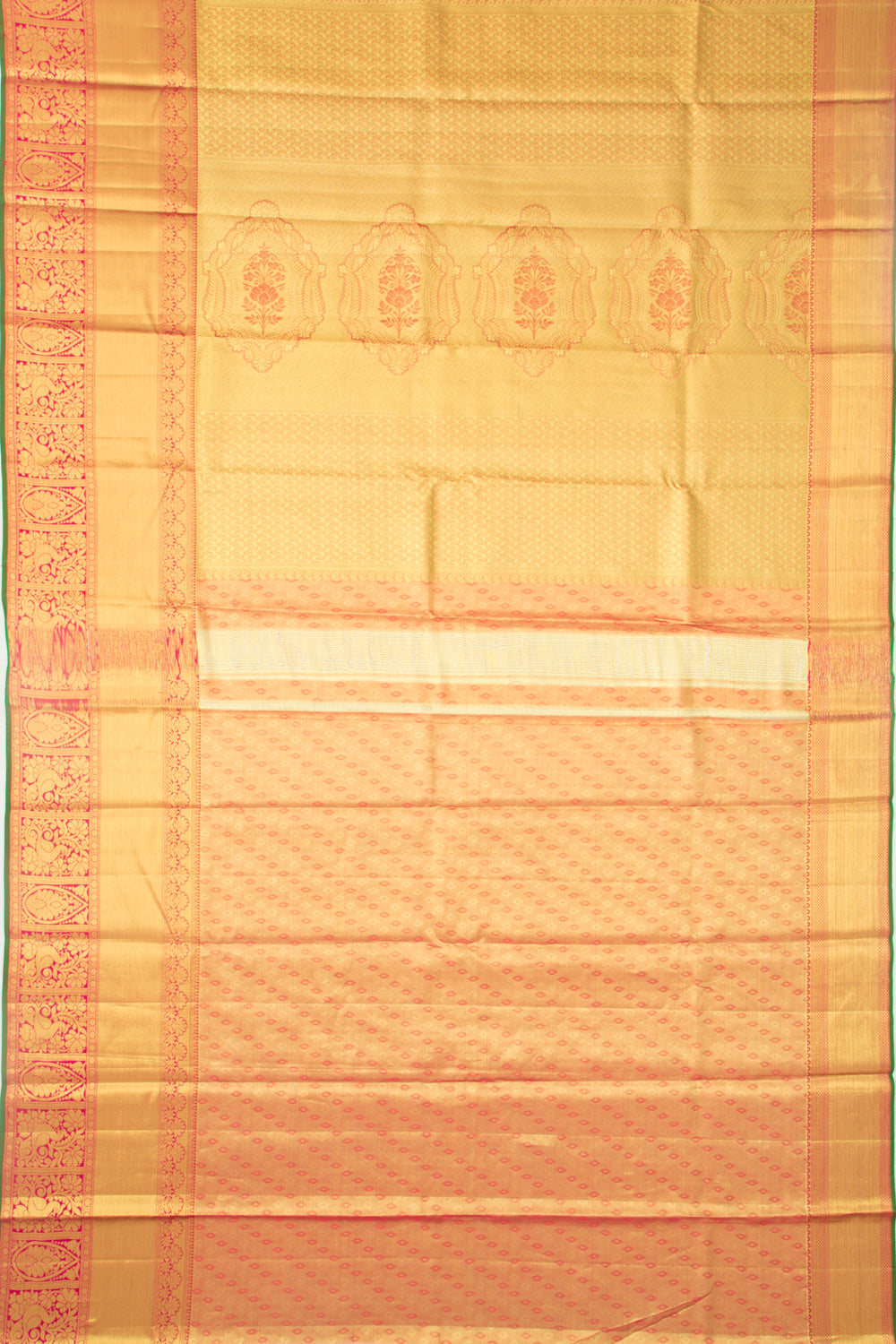 Taranga Kanchi Silk Tissue Jaal Gold Saree