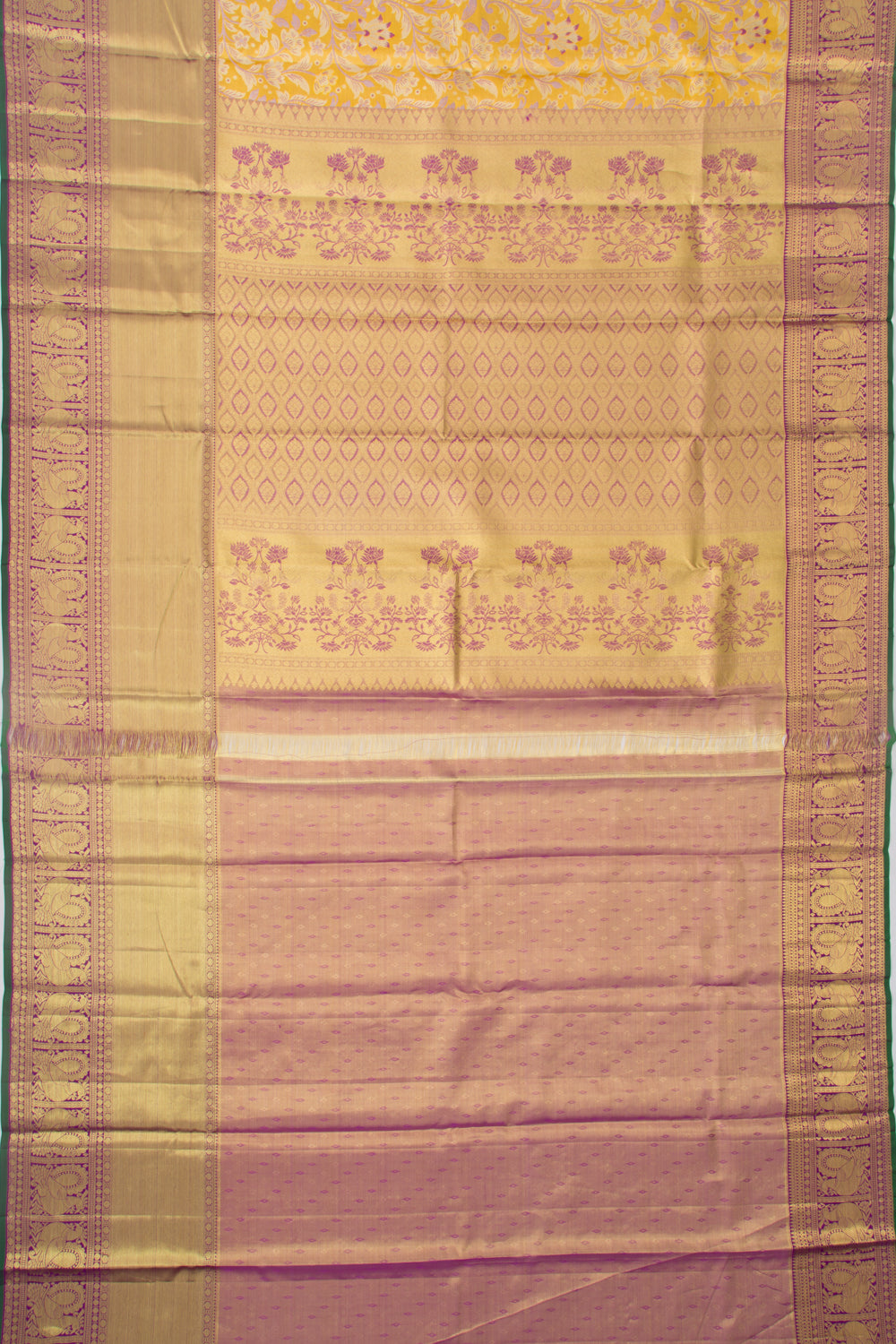 Taranga Kanchi Silk Tissue Brocade Yellow Saree