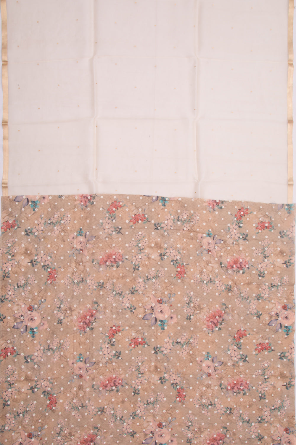 Organza Butta Cream Saree