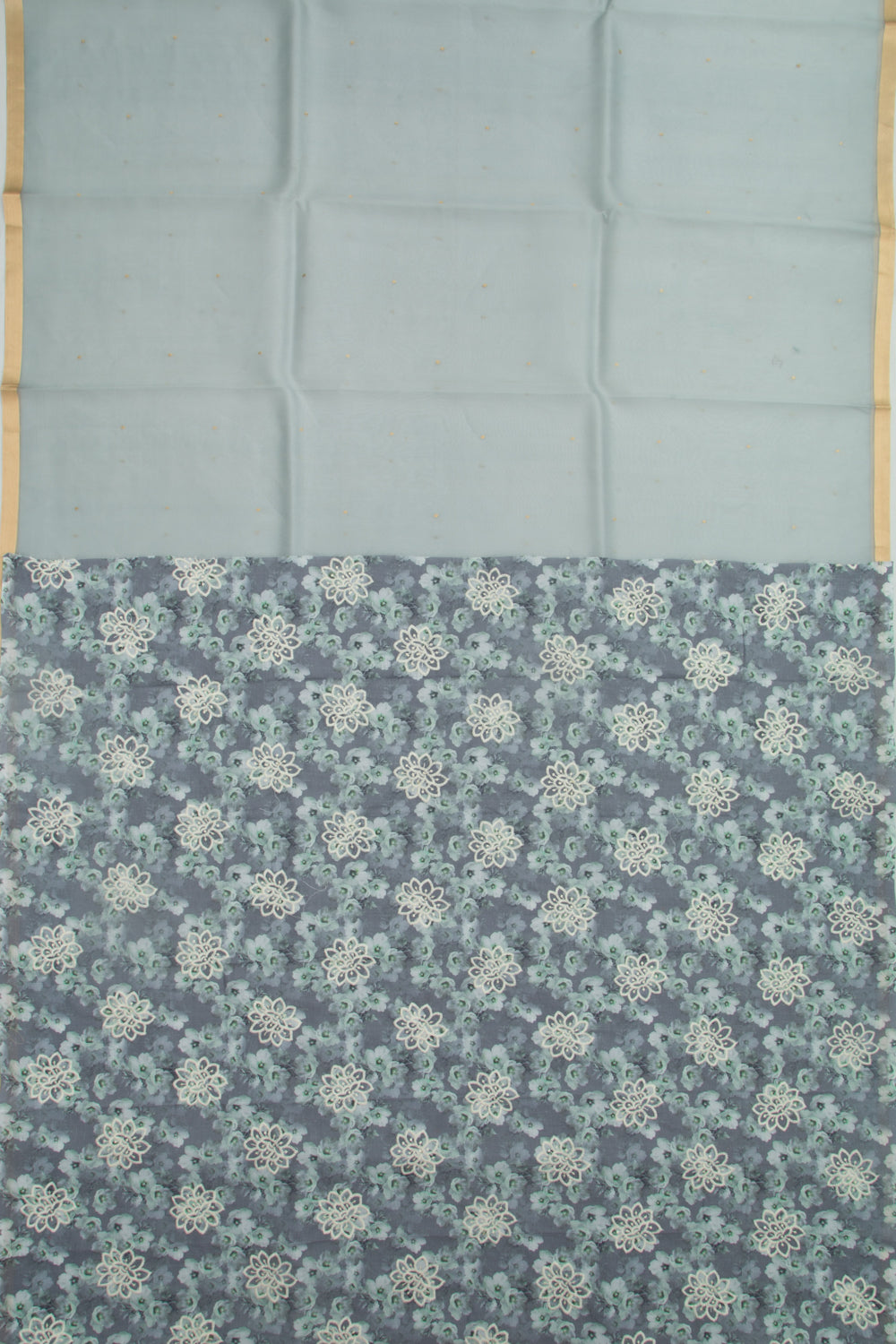 Banarasi Kora Organza Butta Elephant Grey Saree