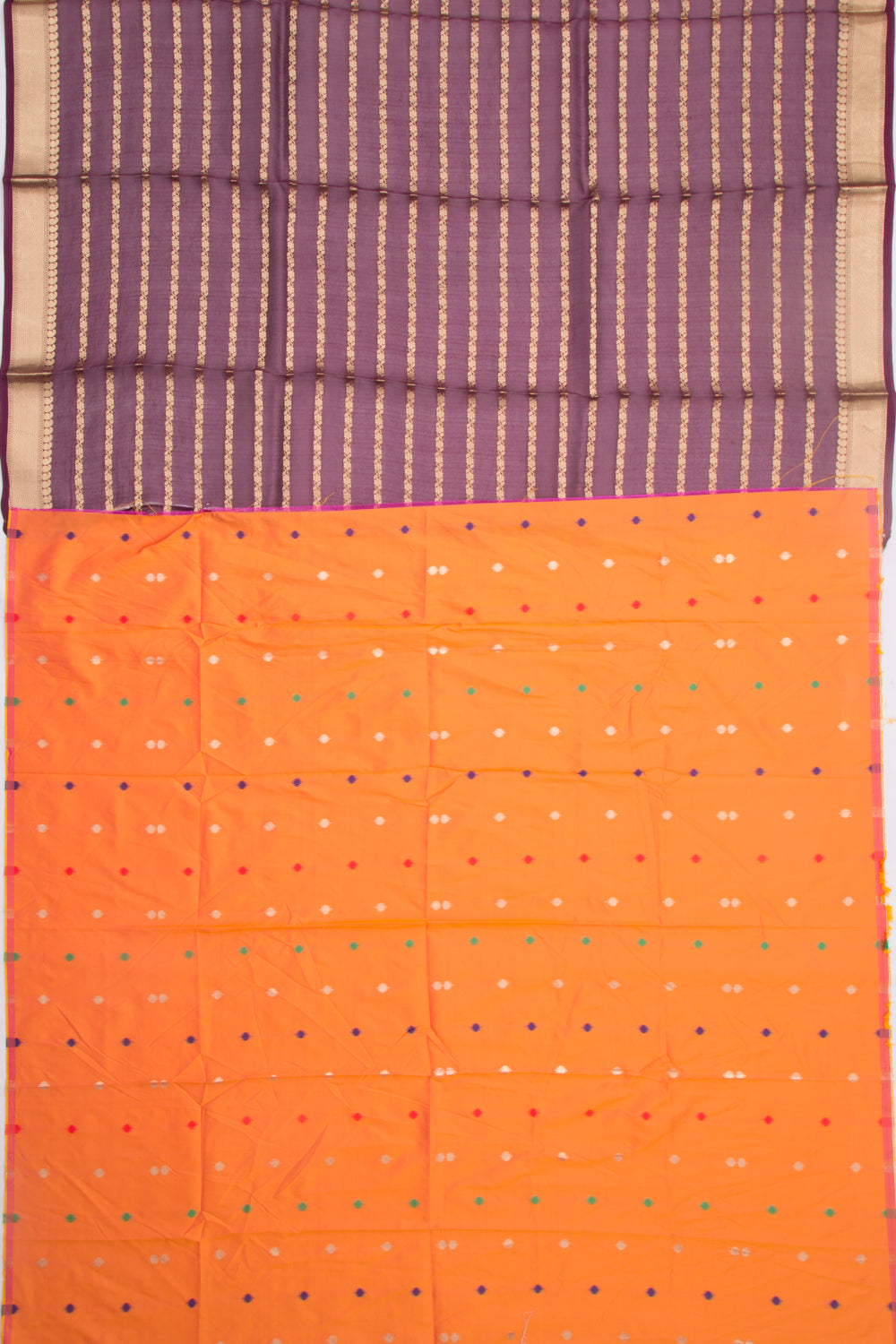 Organza Horizontal Lines Burgundy Saree