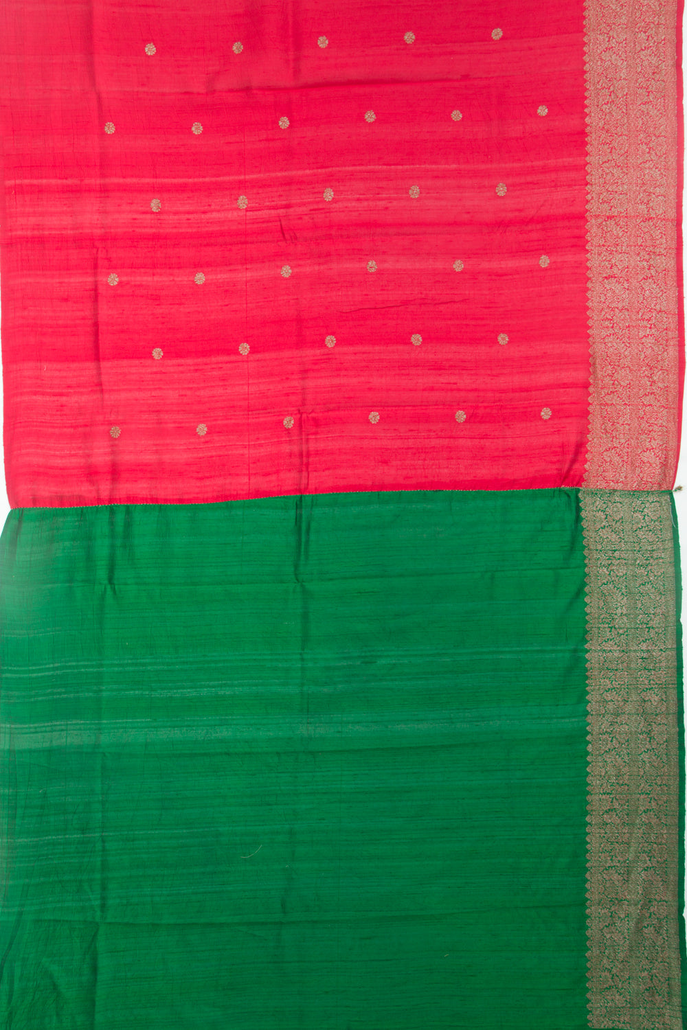 Bhagalpuri Tussar Butta Red Saree