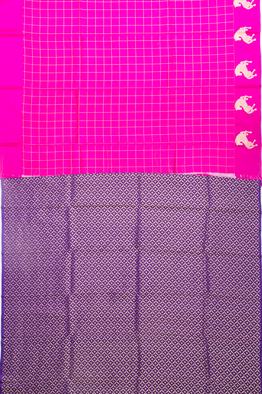 Banarasi Katan Silk Checks Pink Saree