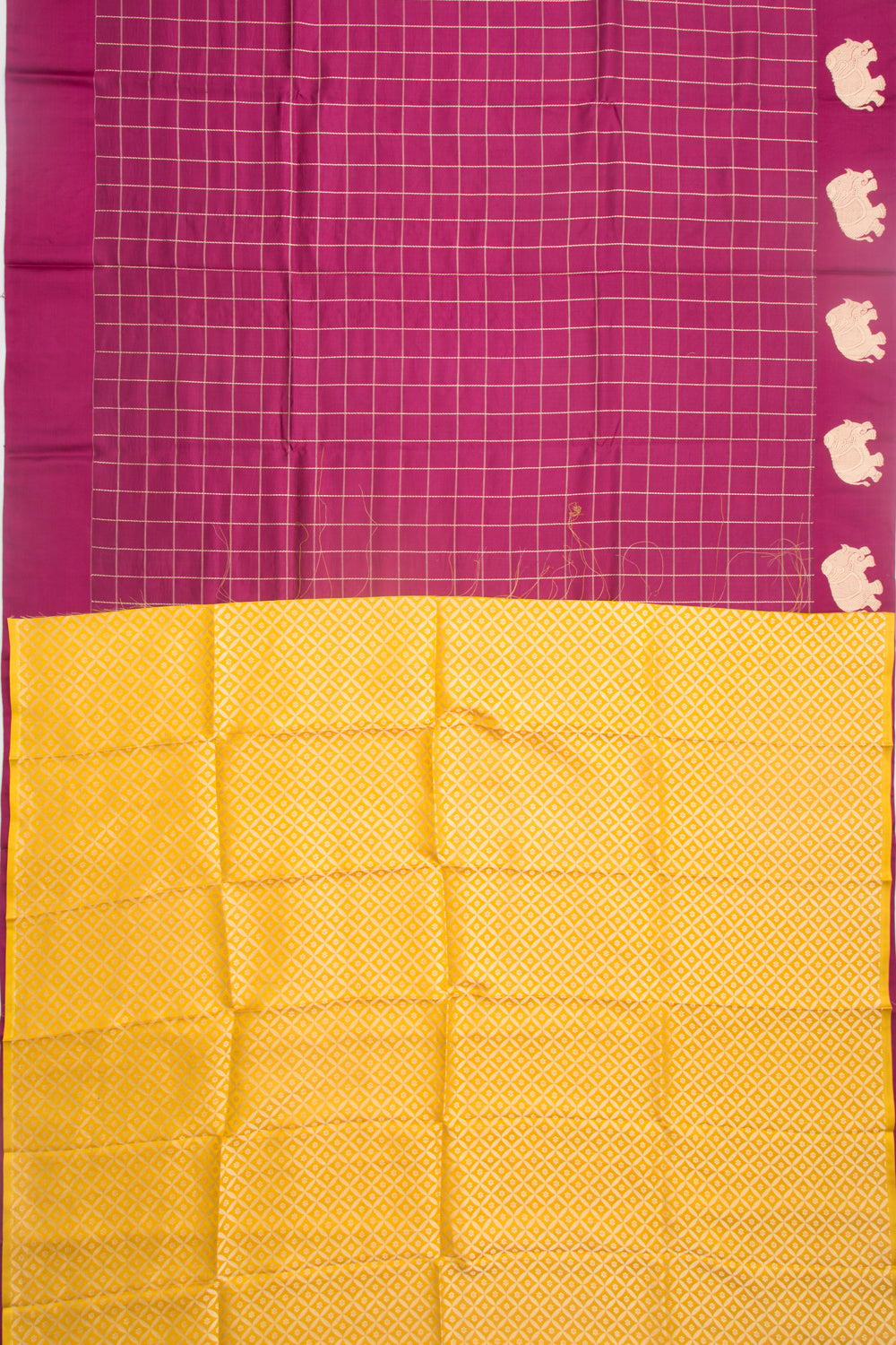 Banarasi Katan Silk Checks Purple Saree