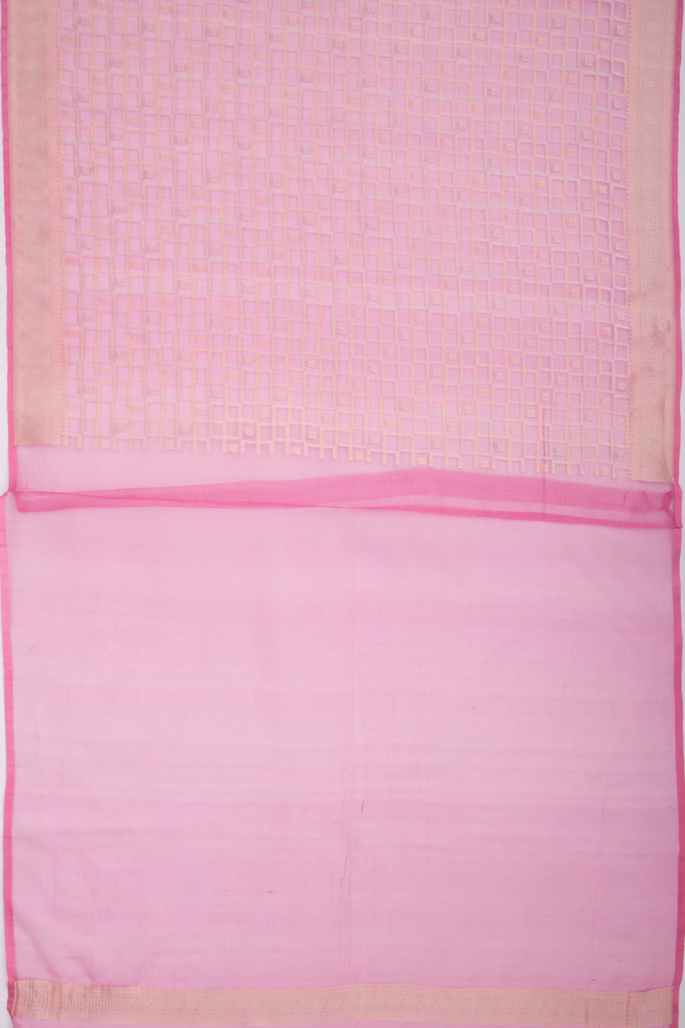 Organza Checks Pink Saree
