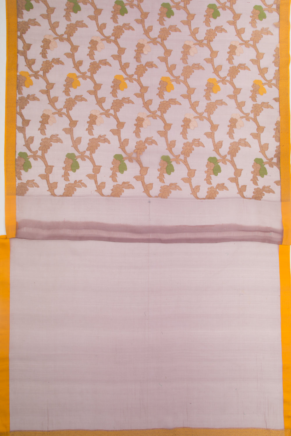 Organza Brocade Brown Saree