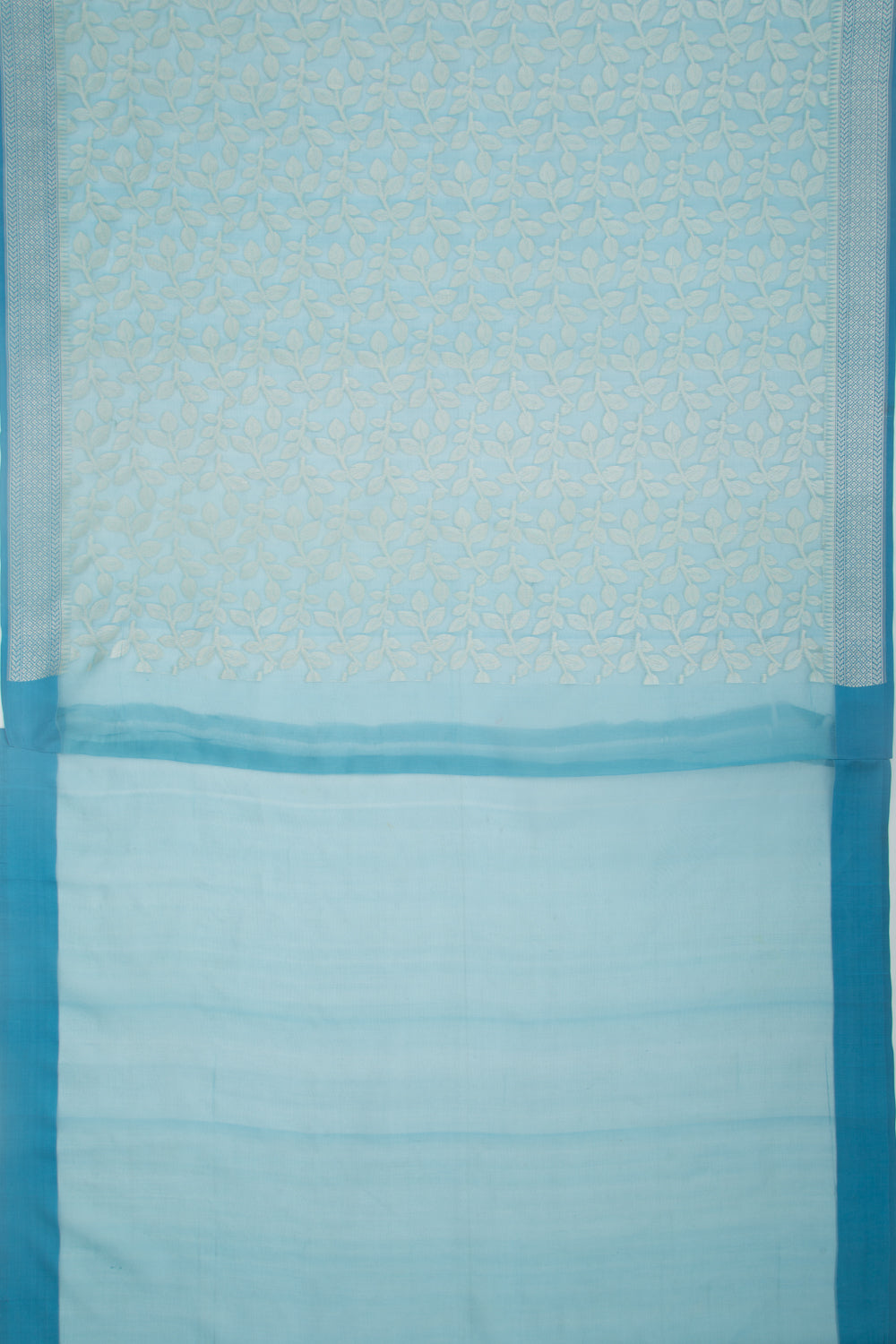 Organza Brocade Blue Saree