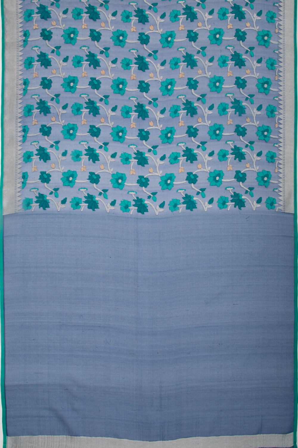 Organza Brocade Dark Blue Saree