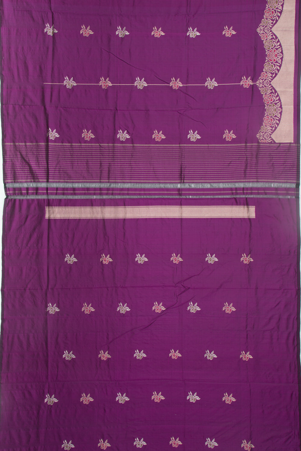 Banarasi Silk Kadwa Butta Purple Saree