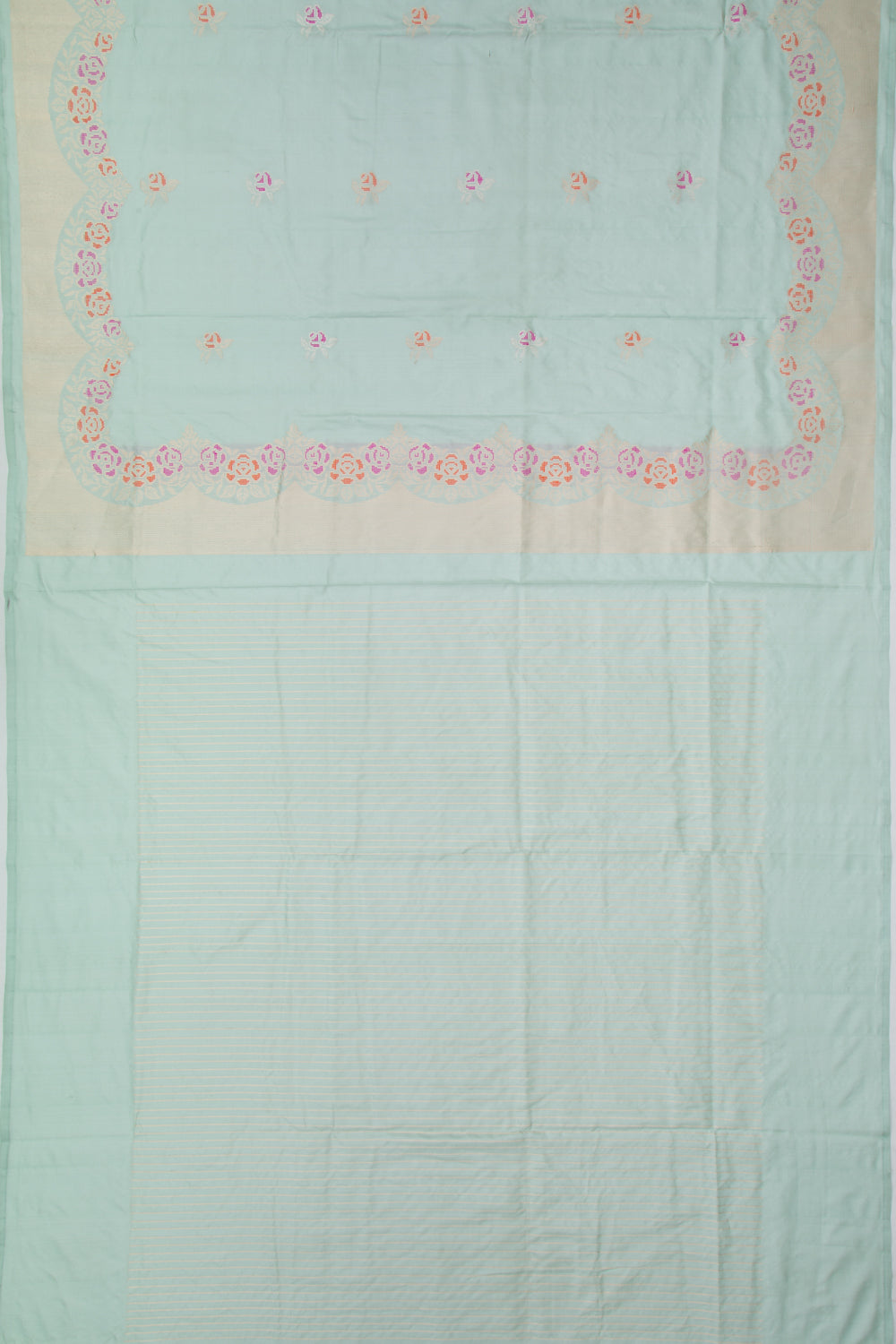 Banarasi Silk Kadwa Butta Pastel Blue Saree