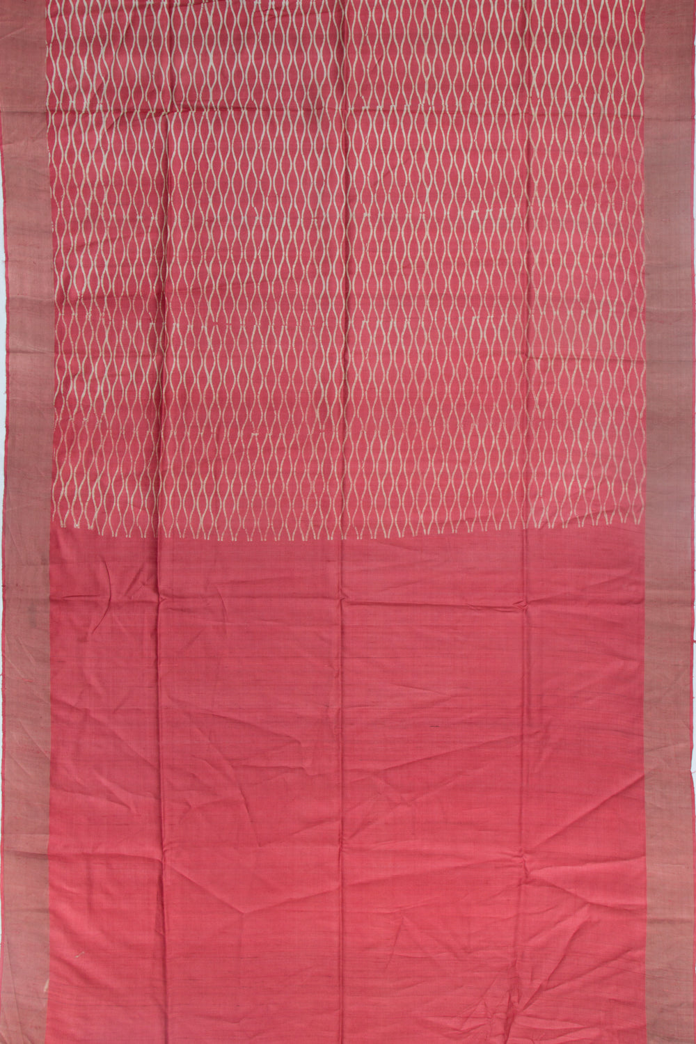 Tussar Block Printed Brick Red Saree