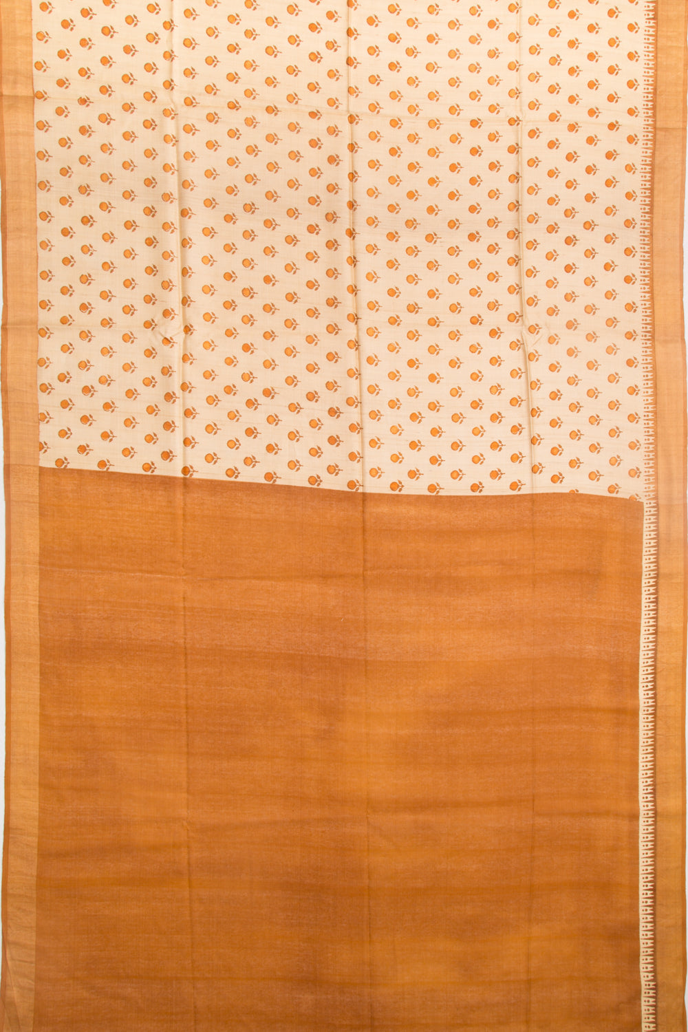Tussar Block Printed Pastel Yellow Saree