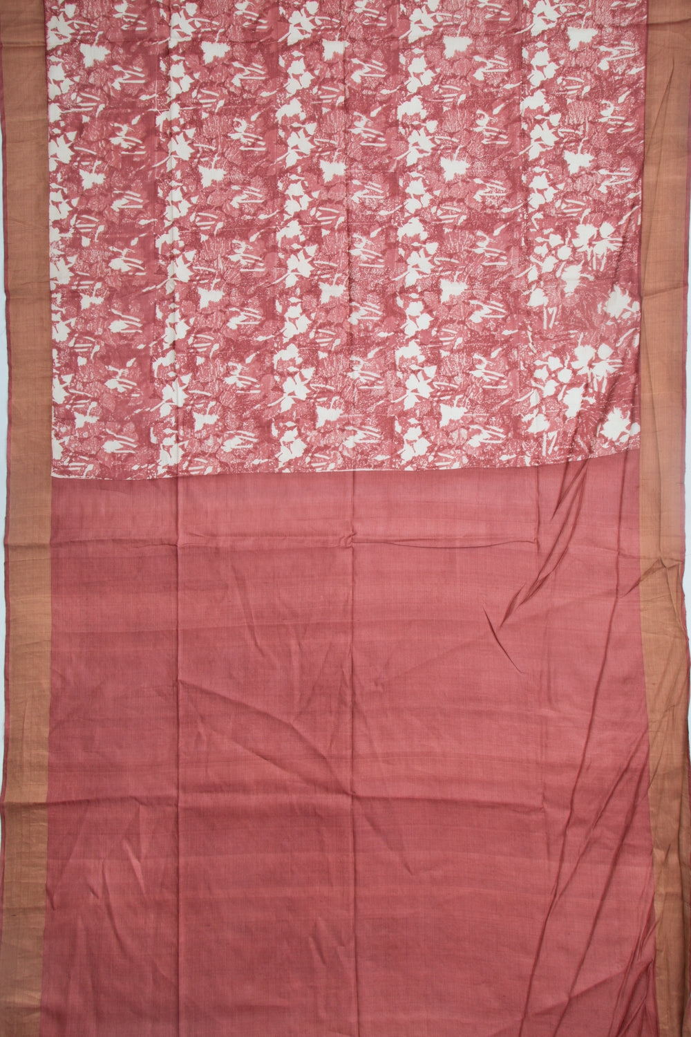 Tussar Block Printed Brown Saree