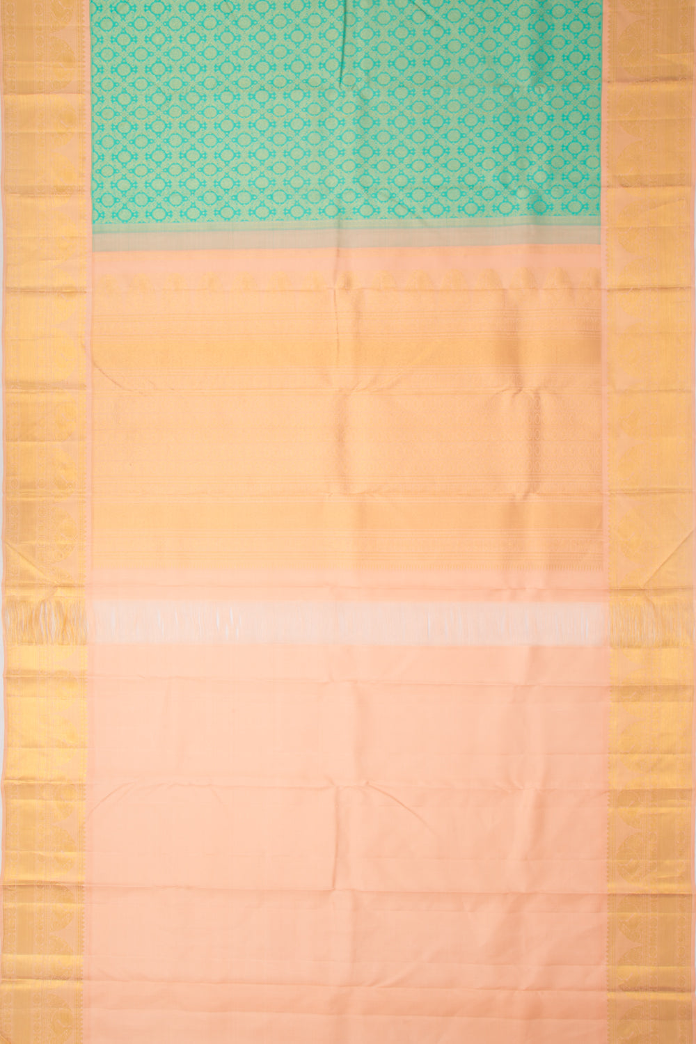 Kanchipuram Silk Jaal and Butta Green Saree