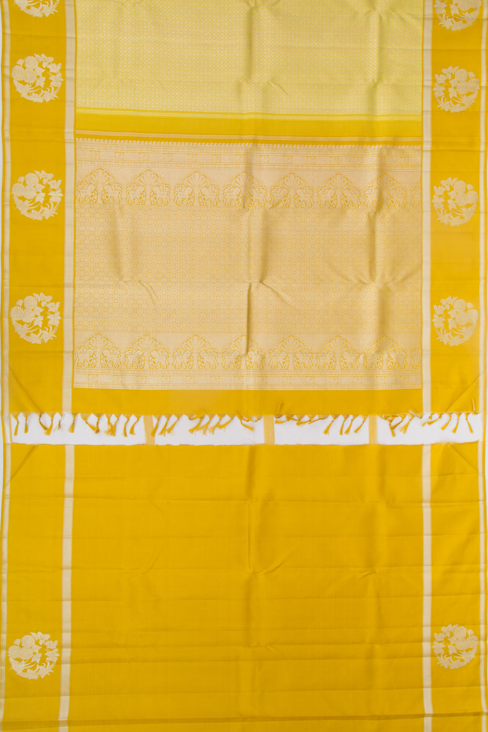 Kanchipuram Silk Brocade Yellow Saree