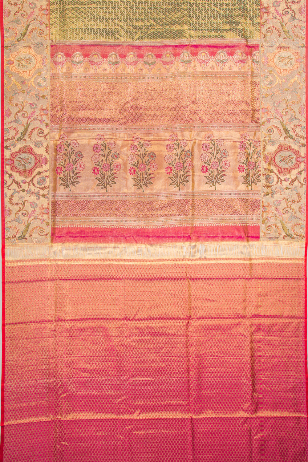 Kanchipuram Silk Tissue Brocade Green Saree