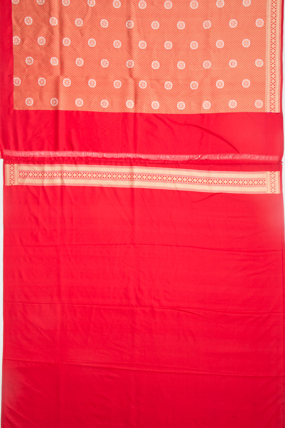 Banarasi Silk Diagonal Lines And Brocade Red Saree