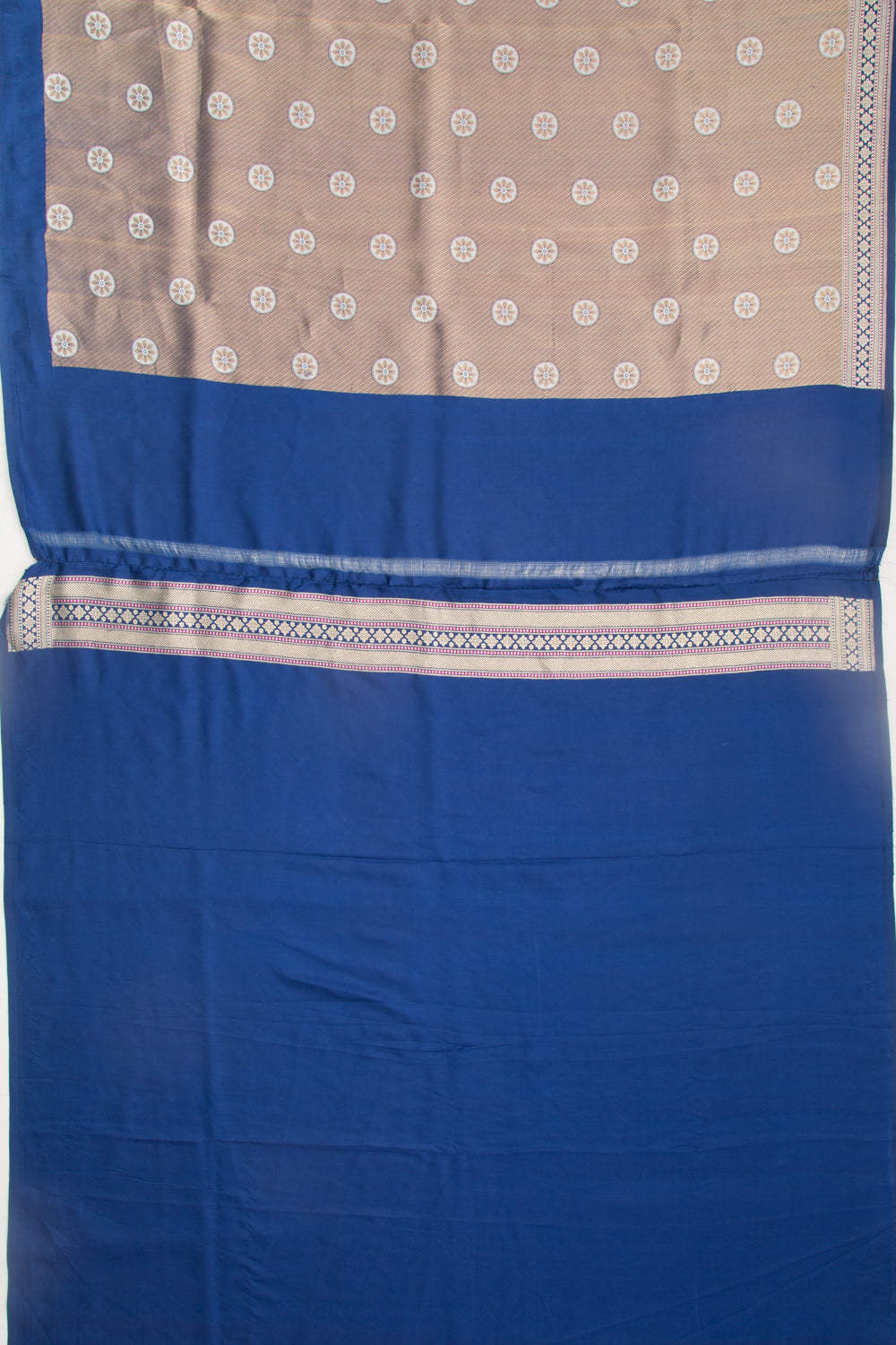 Banarasi Silk Diagonal Lines And Brocade Dark Blue Saree