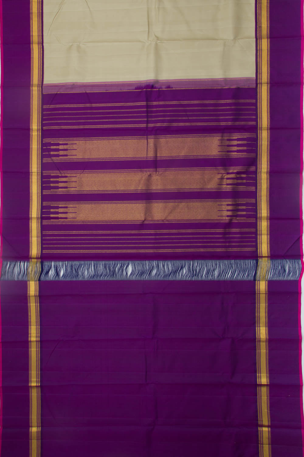 Kanchipuram Silk Plain Cream Saree
