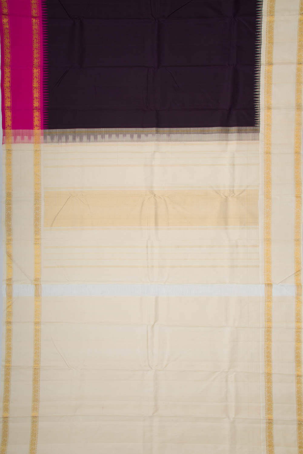 Kanchipuram Silk Plain Brown Saree