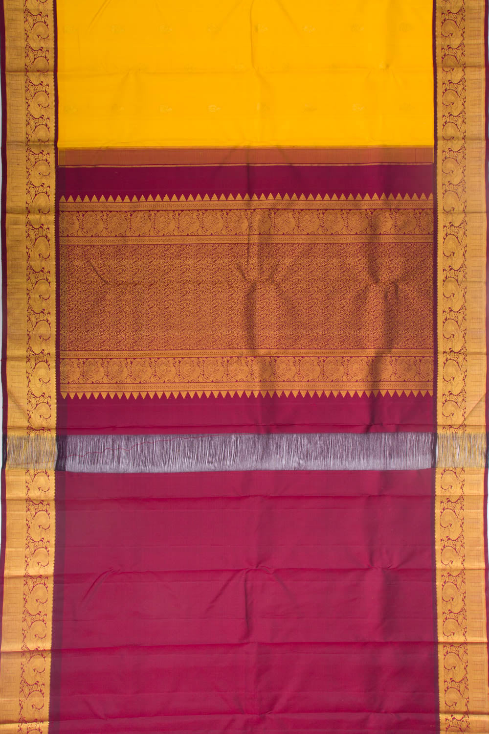 Kanchipuram Silk Butta Yellow Saree