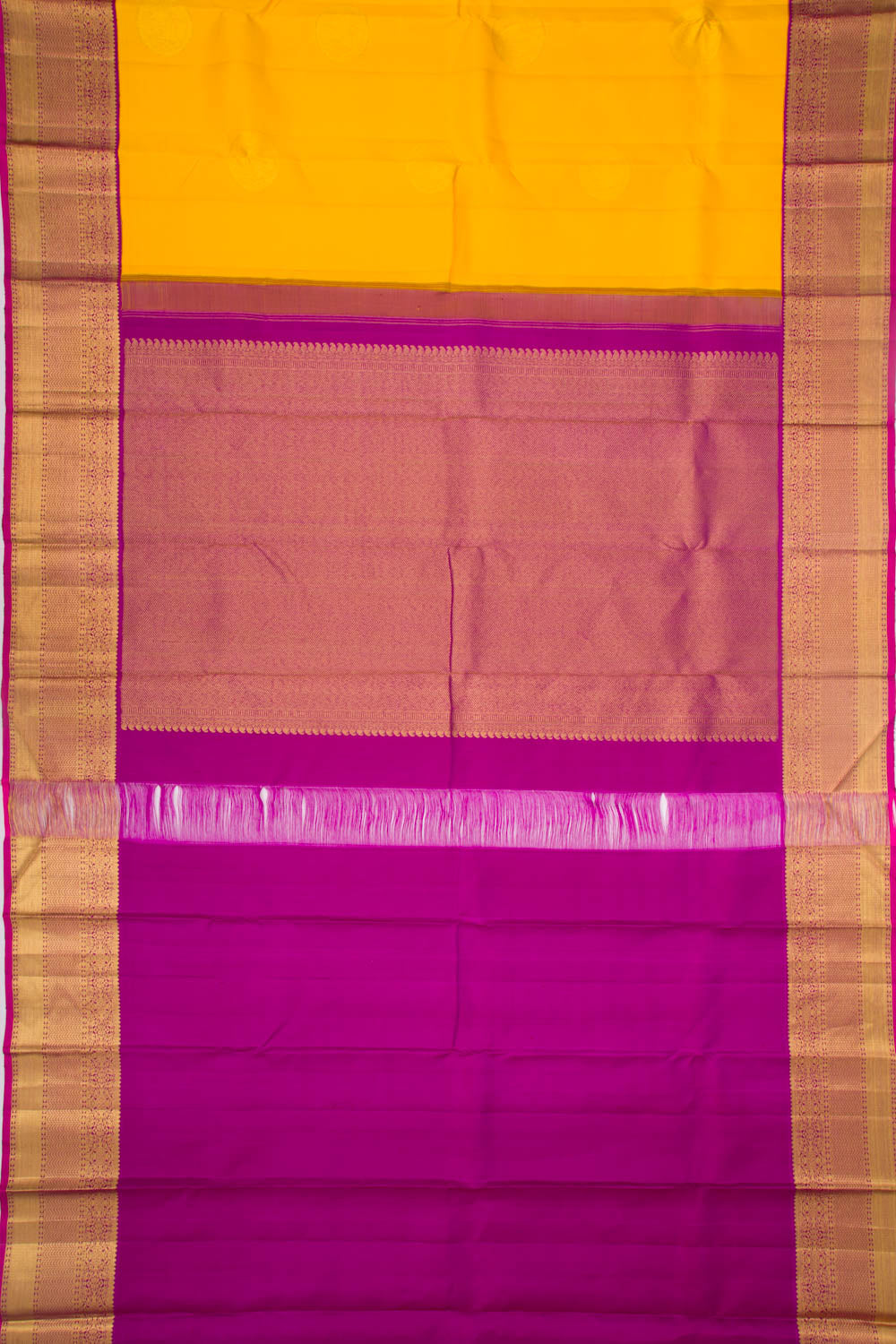 Kanchipuram Silk Butta Yellow Saree